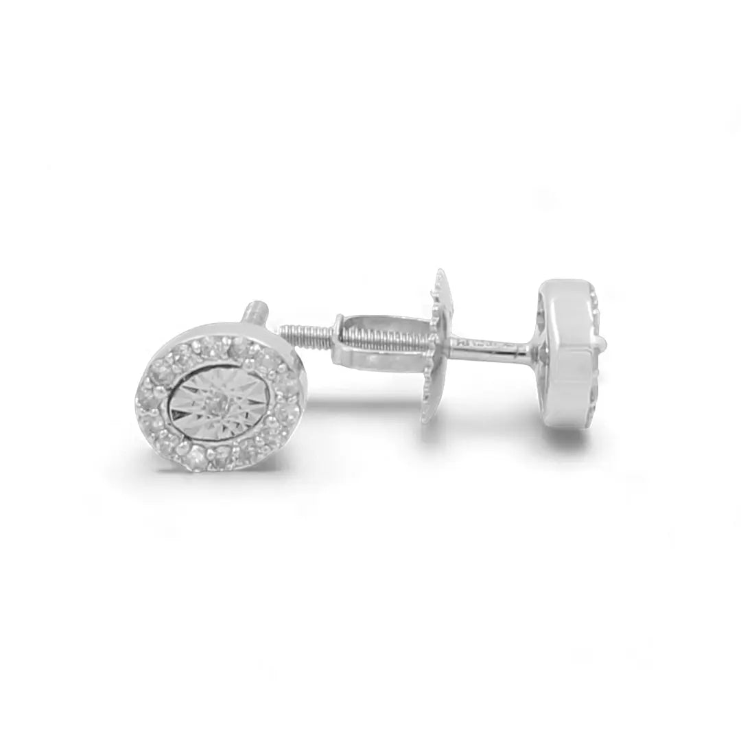 10K White Gold Oval Diamond Stud Earrings 0.16 ct tw