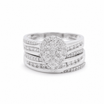 10k White Gold Pear 3 Pieces Diamond with 1.50Tw Round Diamonds - Miral Jewelry