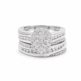 10k White Gold Pear 3 Pieces Diamond with 1.50Tw Round Diamonds - Miral Jewelry