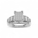 10K White Gold Princess Diamond Engagement Ring with 1.00Tw Baguette and Round Diamonds - Miral Jewelry
