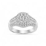 10K White Gold Round Diamond Engagement Ring with 1.00Tw Baguette and Round Diamonds - Miral Jewelry
