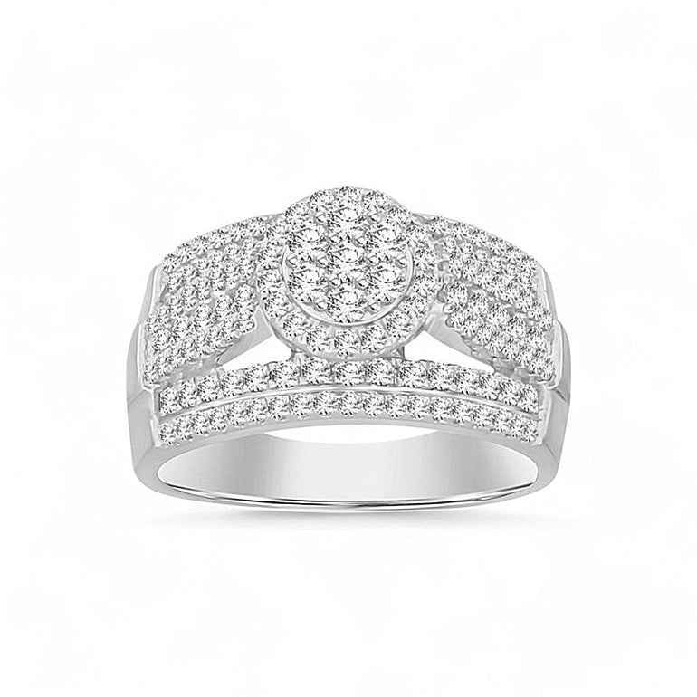 10K White Gold Round Diamond Engagement Ring with 1.00Tw Round Diamonds - Miral Jewelry