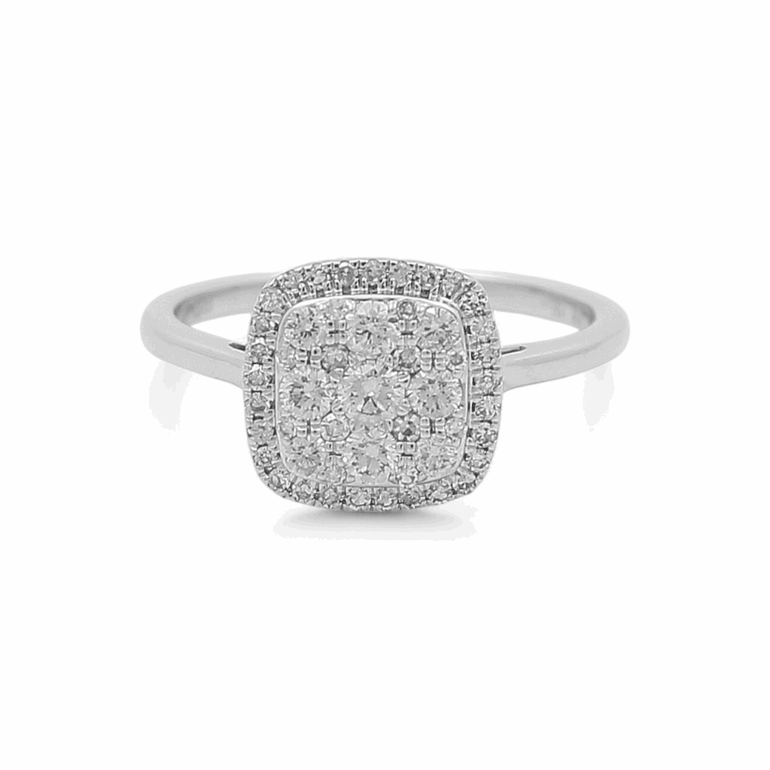10K White Gold Square Diamond Engagement Ring with 0.50Tw Round Diamonds - Miral Jewelry