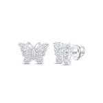 10K White Gold Stud Butterflies Diamond Earrings with 0.62Tw Round Diamonds - Miral Jewelry