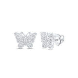 10K White Gold Stud Butterflies Diamond Earrings with 0.62Tw Round Diamonds - Miral Jewelry