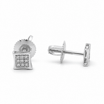 10K White Gold Stud Diamond Earrings with 0.05Tw Round Diamonds - Miral Jewelry
