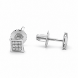 10K White Gold Stud Diamond Earrings with 0.05Tw Round Diamonds - Miral Jewelry