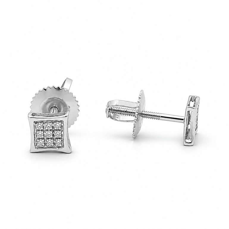 10K White Gold Stud Diamond Earrings with 0.05Tw Round Diamonds - Miral Jewelry