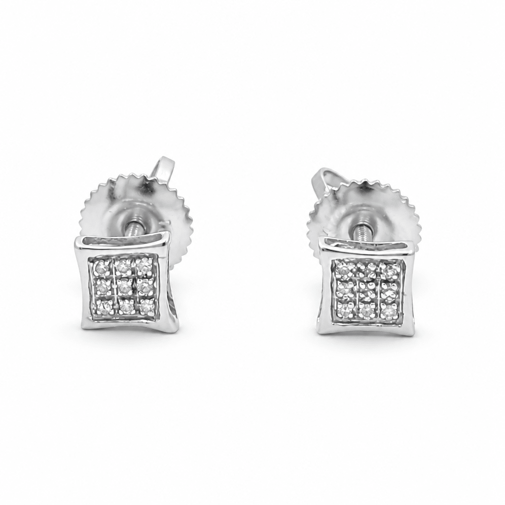 10K White Gold Stud Diamond Earrings with 0.05Tw Round Diamonds - Miral Jewelry