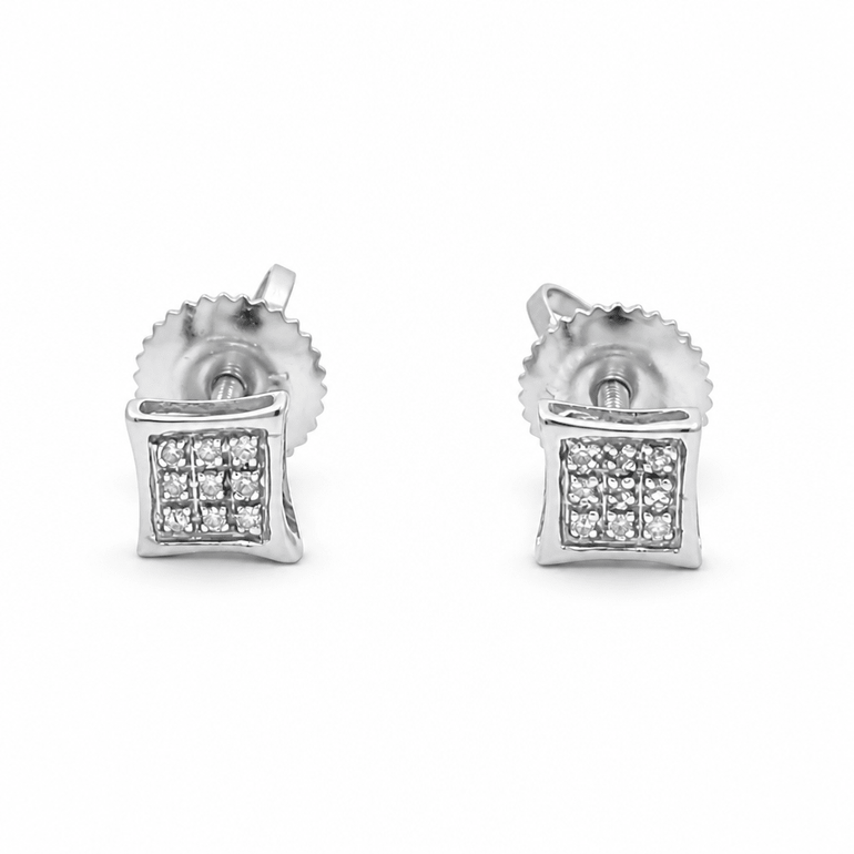 10K White Gold Stud Diamond Earrings with 0.05Tw Round Diamonds - Miral Jewelry