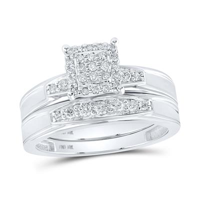 10k White Gold Trio 3 Pieces Set with 0.50Tw Round Diamonds - Miral Jewelry