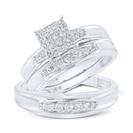 10k White Gold Trio 3 Pieces Set with 0.50Tw Round Diamonds - Miral Jewelry