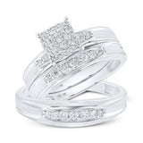 10k White Gold Trio 3 Pieces Set with 0.50Tw Round Diamonds - Miral Jewelry