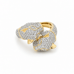 10K Yellow Gold 2 Tiger Diamond Fashion Ring with 1.62Tw Round Diamonds - Miral Jewelry