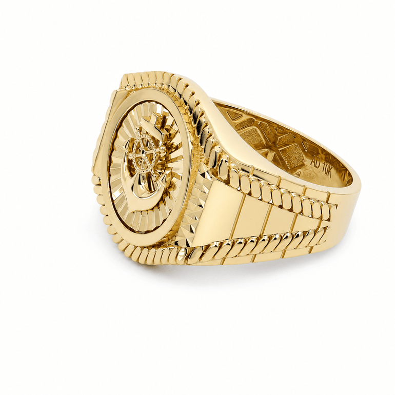 10k Yellow Gold Anchor Fashion Ring Men's - Miral Jewelry