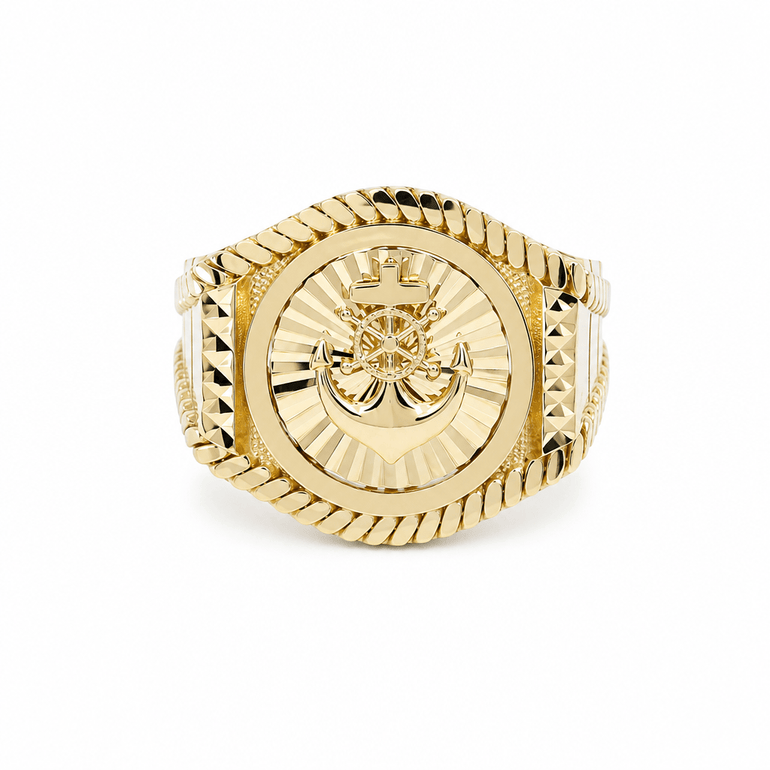 10k Yellow Gold Anchor Fashion Ring Men's - Miral Jewelry