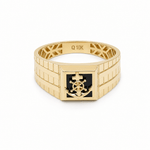 10k Yellow Gold Anchor Onyx Fashion Ring Men's - Miral Jewelry