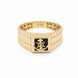 10k Yellow Gold Anchor Onyx Fashion Ring Men's - Miral Jewelry