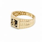 10k Yellow Gold Anchor Onyx Fashion Ring Men's - Miral Jewelry