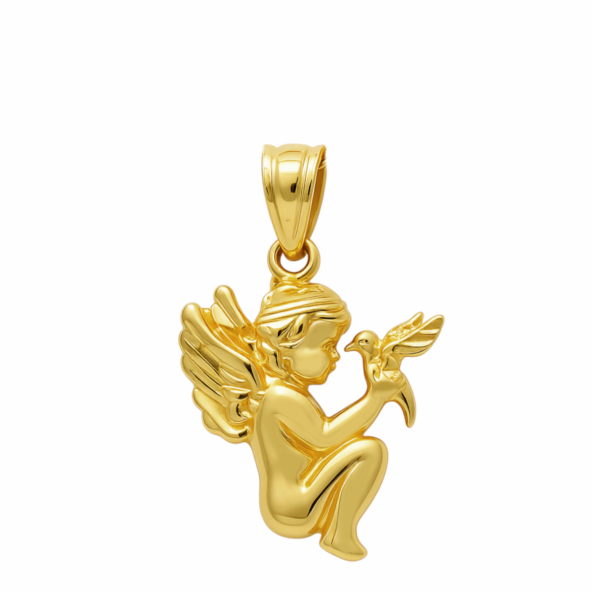 10K Yellow Gold Angel Pendant - Miral Jewelry