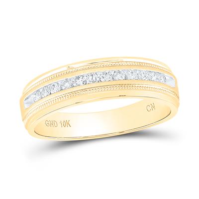 10K Yellow Gold Band Diamond Wedding Band with 0.25Tw Rounds Diamonds - Miral Jewelry