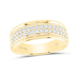 10K Yellow Gold Band Diamond Wedding Band with 0.50Tw Rounds Diamonds - Miral Jewelry