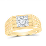 10K Yellow Gold Band Diamond Wedding Band with 0.50Tw Rounds Diamonds - Miral Jewelry