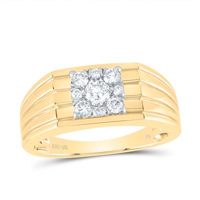 10K Yellow Gold Band Diamond Wedding Band with 0.50Tw Rounds Diamonds - Miral Jewelry