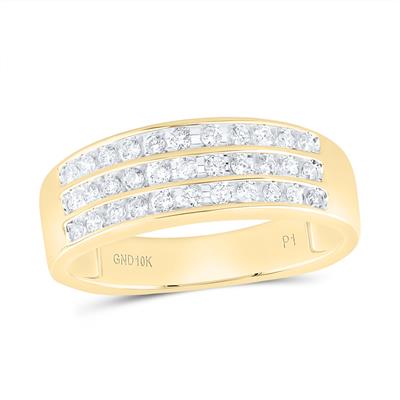 10K Yellow Gold Band Diamond Wedding Band with 0.50Tw Rounds Diamonds - Miral Jewelry