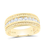10K Yellow Gold Band Diamond Wedding Band with 0.75Tw Rounds Diamonds - Miral Jewelry