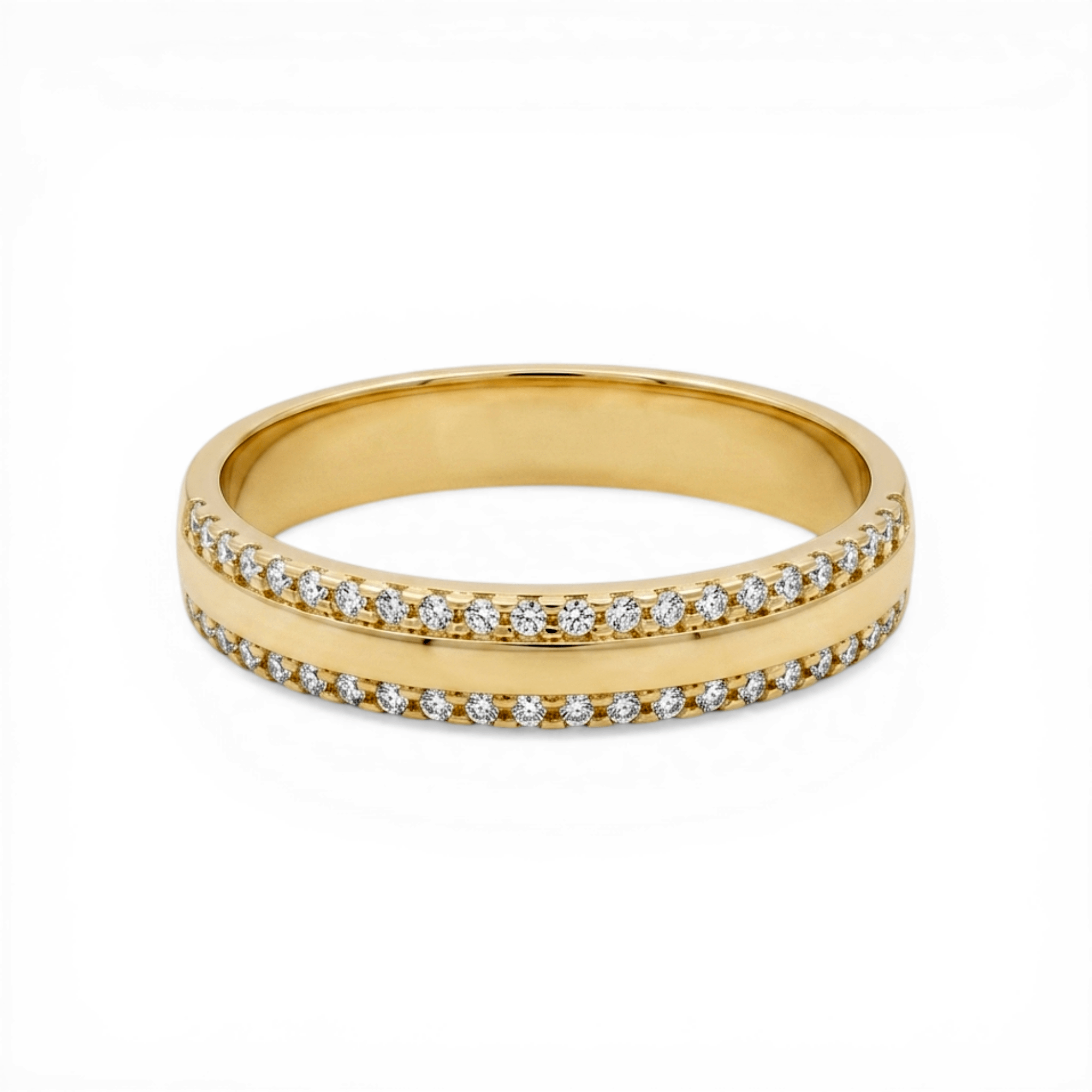 10K Yellow Gold Band with Cz Wedding Band - Miral Jewelry
