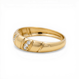 10K Yellow Gold Band with Cz Wedding Band - Miral Jewelry