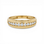 10K Yellow Gold Band with Cz Wedding Band - Miral Jewelry