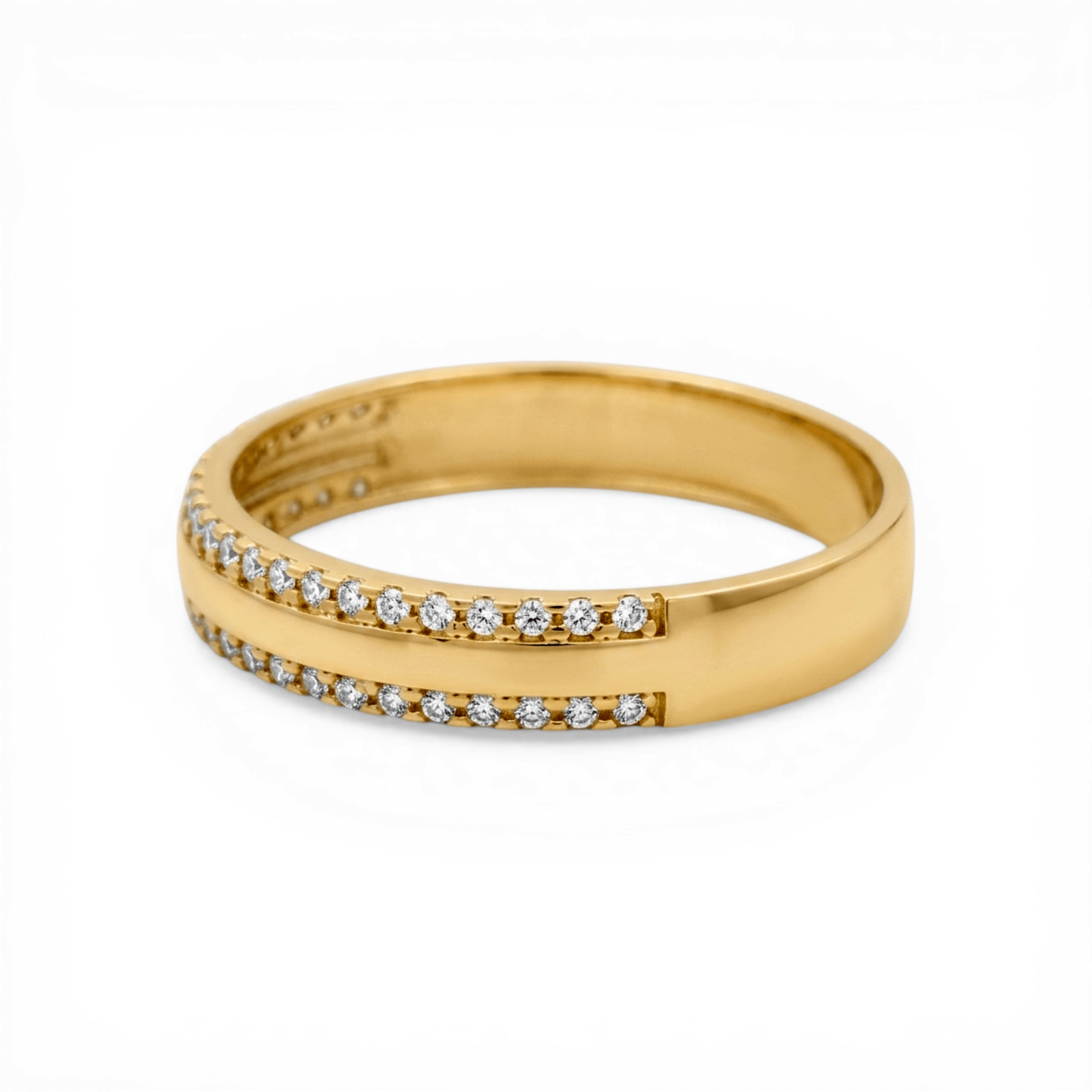 10K Yellow Gold Band with Cz Wedding Band - Miral Jewelry