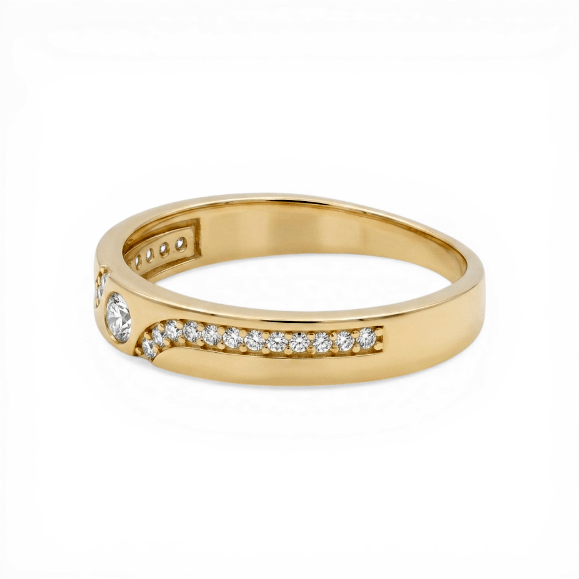 10K Yellow Gold Band with Cz Wedding Band - Miral Jewelry
