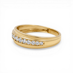 10K Yellow Gold Band with Cz Wedding Band - Miral Jewelry
