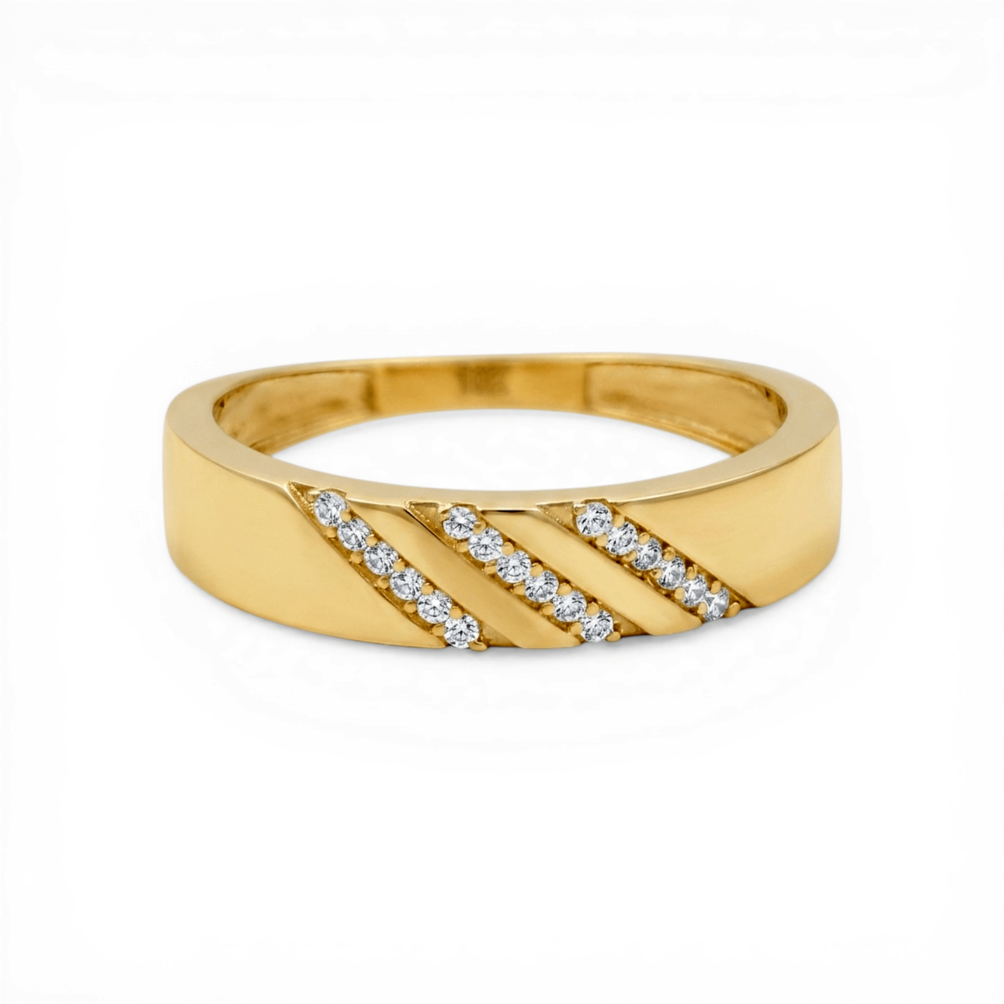 10K Yellow Gold Band with Cz Wedding Band - Miral Jewelry