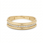 10K Yellow Gold Band with Cz Wedding Band - Miral Jewelry