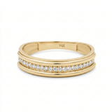 10K Yellow Gold Band with Cz Wedding Band - Miral Jewelry