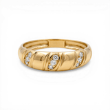 10K Yellow Gold Band with Cz Wedding Band - Miral Jewelry
