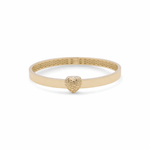 10K Yellow Gold Bangle Semisolid with Heart Women's Bracelet - Miral Jewelry