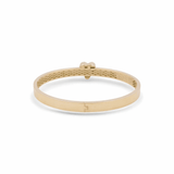 10K Yellow Gold Bangle Semisolid with Heart Women's Bracelet - Miral Jewelry