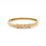 10K Yellow Gold Bangle with Cz Bracelet Women's - Miral Jewelry