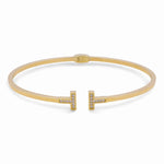 10K Yellow Gold Bangle with Cz Women's Bracelet - Miral Jewelry