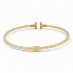10K Yellow Gold Bangle with Cz Women's Bracelet - Miral Jewelry