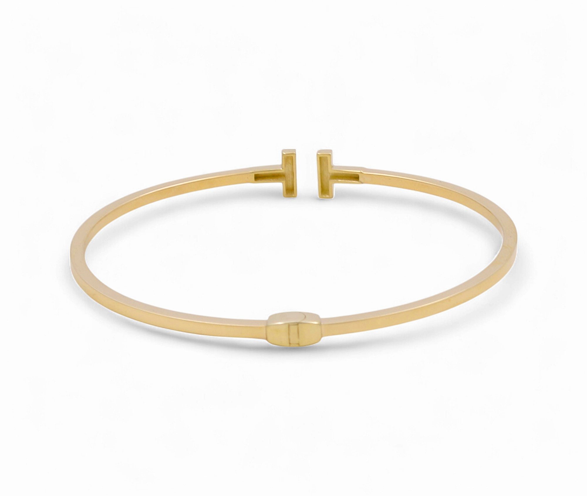 10K Yellow Gold Bangle with Cz Women's Bracelet - Miral Jewelry