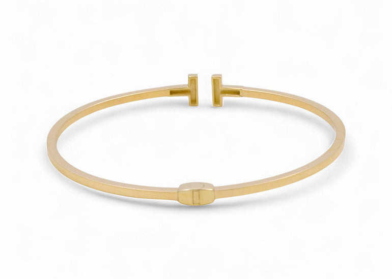 10K Yellow Gold Bangle with Cz Women's Bracelet - Miral Jewelry