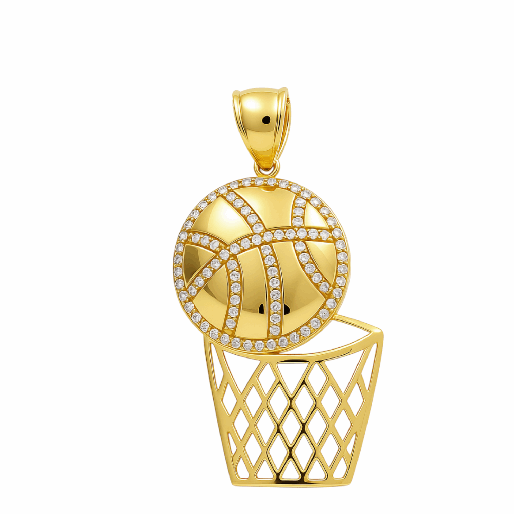 10K Yellow Gold Basketball Men's Pendant - Miral Jewelry