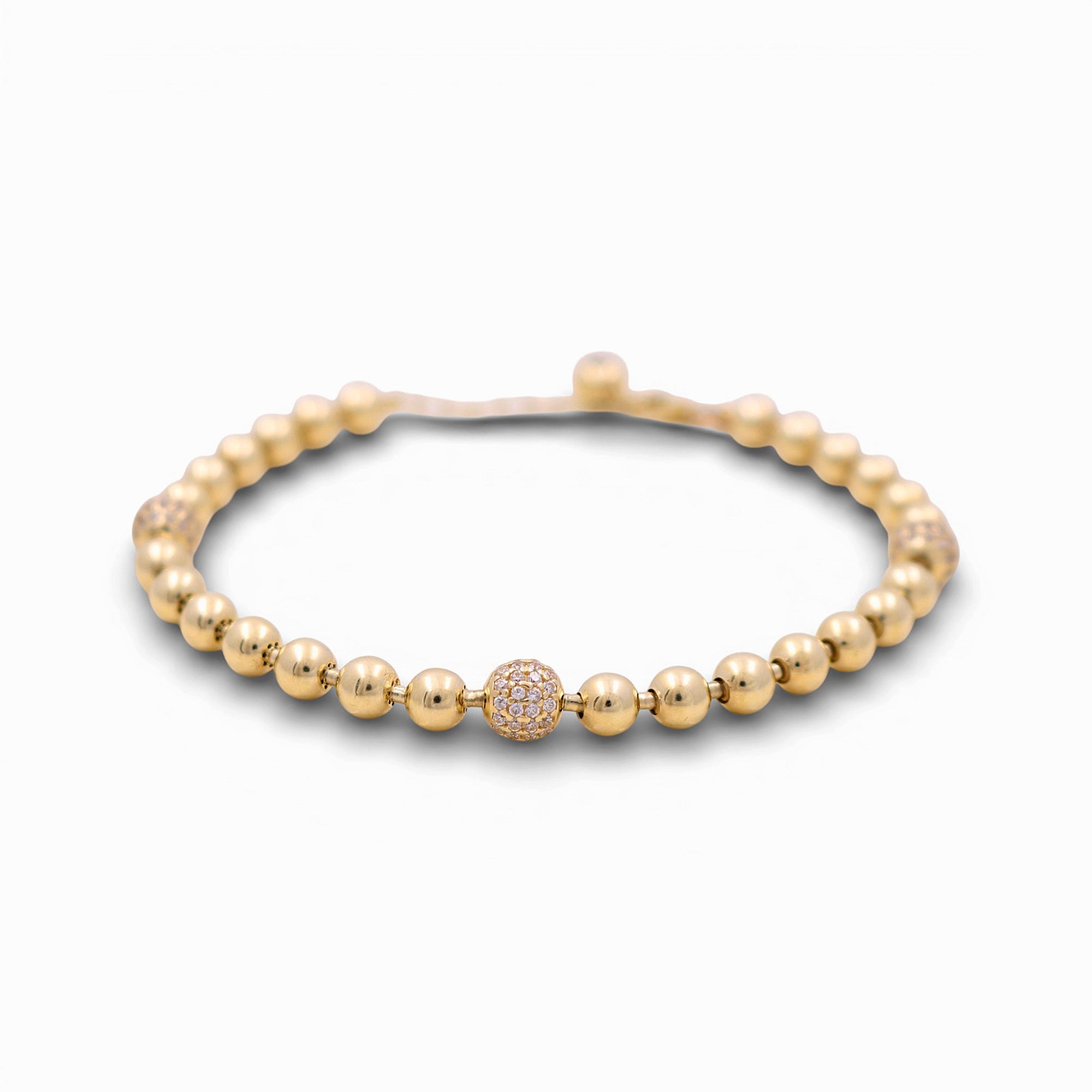 10K Yellow Gold Beads Bracelet - Miral Jewelry