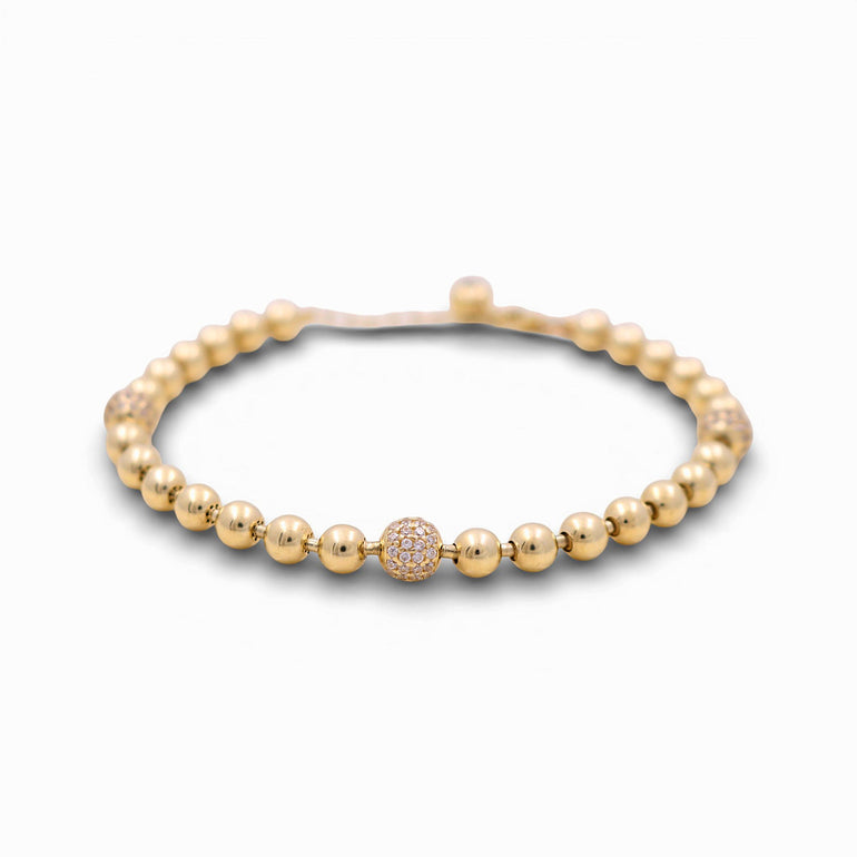 10K Yellow Gold Beads Bracelet - Miral Jewelry